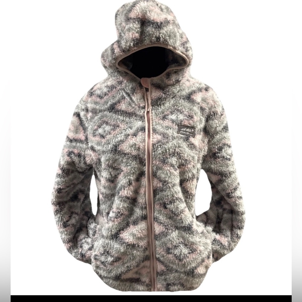 Eddie Bauer Fleece Jacket Coat Hooded Pockets Girl's Large 14/16 Women's XS